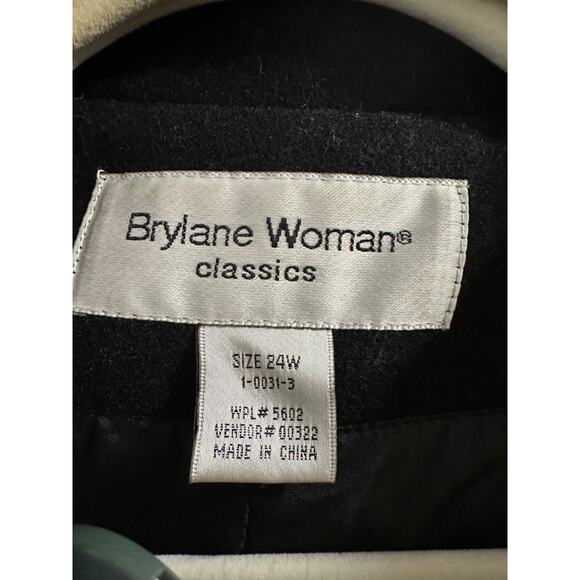 Women’s 24 W Black WOOL MAXI Coat LONG Swingy Back Pleat HEAVY Brylane Classic - Picture 8 of 9